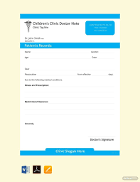 Free Children S Clinic Doctors Note Template Pdf Word Doc Excel Apple Mac Pages Apple Numbers Doctors Note Doctors Note Template Children S Clinic
