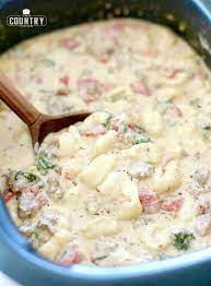 Crock Pot Creamy Tortellini Sausage Stew Recipe Ground Italian Sausage Recipes Sausage Stew Mild Italian Sausage Recipes
