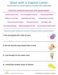 The tree, a tall redwood, was beautiful. Start With A Capital Worksheet Education Com