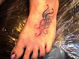 Cancer ribbon tattoo on the upper chest brings the dire moments. 42 Magnificent Cancer Ribbon Tattoo Designs For Foot