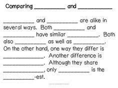 Compare And Contrast Story Frame Comparing Texts Teaching Writing Informational Writing