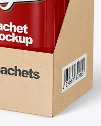 Download Matte Sachets In Display Box Mockup In Sachet Mockups On Yellow Images Object Mockups PSD Mockup Templates
