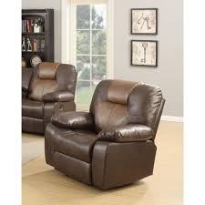 Overstock Lyke Home Jordy Two Tone Brown Bonded Leather Rocker Recliner Chair Recliner Chair Rocker Recliner Chair Rocker Recliners