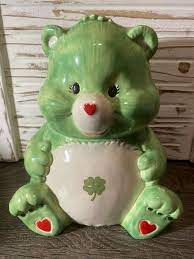 Approximately 11 1/4 inches tall. Vintage Care Bears Ceramic Cookie Jar Handmade Good Luck Bear 1980s Cartoon Carebears Ceramic Cookie Jar Cookie Jars Vintage Collectible Cookie Jars