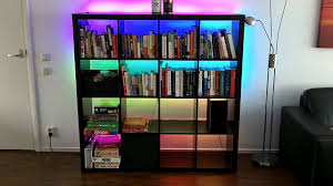 Brilliant Use Of Multicolor Led Lights In The Home So Chill So Pretty I Need This Expedit Bookshelf D Rgb Led Strip Lights Led Shelf Lighting Strip Lighting