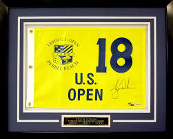 Signed Tiger Woods Golf Flag Is Displayed With Custom Mat Design And Plate Framed At Art Frame Express In Edison Nj Golf Flag Display Golf Flag Framed Flag