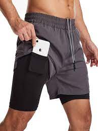 Buy UNCLE ZHANG UZ Mens 2 in 1 Running Shorts with Liner, Gym Workout Quick  Dry Athletic Shorts with Phone Pocket, Grey, Large at Amazon.in