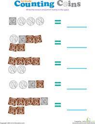 Counting Coins Pennies Nickels And Dimes Worksheet Education Com