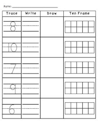 Numbers 1 10 Trace Write Draw And Ten Frames Kindergarten Math Preschool Math Prek Math