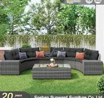 Customized Chinese Patio Garden Outdoor Hotel Wicker Rattan Round Sofa  Furniture
