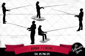 Download Woman Fishing Silhouette Vector By The Silhouette Queen On Creativemarket Fish Silhouette Fishing Svg Fishing Women