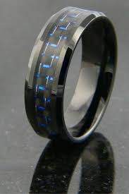 Black And Blue Tungsten Wedding Bands Black Tungsten Carbide Ring With Blue Black Carbon Fiber Inlay Black Tungsten Carbide Ring Blue Tungsten Ring Mens Wedding Rings Black