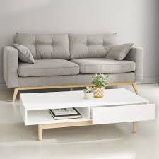 Table Basse Style Scandinave 2 Tiroirs Blanche Maisons Du Monde In 2020 White Coffee Table Living Room Light Gray Sofas Scandinavian Style Furniture