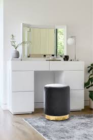 Buy Sloane White Slim Storage Dressing Table In 2020 Dressing Table In Bathroom White Dressing Tables Dressing Table Decor