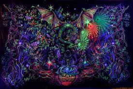 Psychedelic Wall Tapestry Blacklight Art Nature Uv Etsy Blacklight Tapestry Psychedelic Psychedelic Tapestry