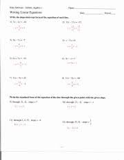 1 Writing Linear Equations Answers Pdf Nmne Kuta Software Infinite Algebra 1 Writing Linear Equations Date Period Write The Slope Intercept Form Course Hero