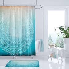 Teal Mandala Shower Curtain Teal Coral Peach Geometric Etsy Mandala Shower Curtain Bathroom Shower Curtains Trendy Bathroom