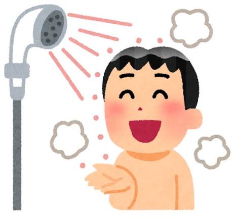 温かいシャワーを浴びる人のイラスト | かわいいフリー素材集 いらすとや