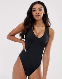 Asos Design Recycled Fuller Bust V Front Cross Back Swimsuit Black In 2021 Asos Designs Swimsuits One Piece