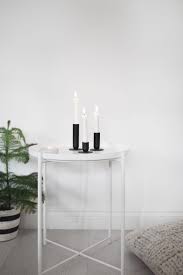 White Ikea Gladom Table With Menu Candles Farm House Living Room Interior Table