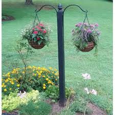 Double Hanging Basket Column Backyard Fence Decor Garden Hooks Hanging Baskets