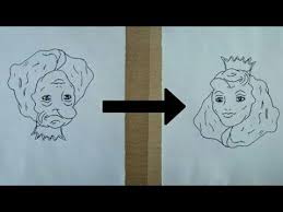 Optical Illusion Drawing How To Turn Queen Into Old Lady Funny Drawing For Kids Youtube Optical Illusion Drawing Funny Drawings Illusion Drawings