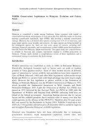(b) 542/2010 ] p art i preliminary short title and commencement 1. Pdf Wildlife Conservation Legislations In Malaysia Sustainable Livelihood Prudent Utilization Management Of Natural Resources 13 Wildlife Conservation Legislations In Malaysia Evolution And Future Needs