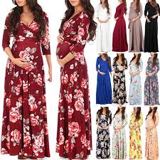 Style your look with floral summer dresses for women, in chic maxi and mini length styles. Pregnant Dress Long Sleeve Crossed V Neck Floral Print Floor Length Bandage Waist Casual Vestidos Buy From 18 On Joom E Commerce Platform