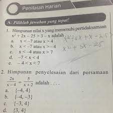 X < 1/3 atau x > 10/3. Himpunan Nilai X Yang Memenuhi Pertidaksamaan X 2 2x 25 Gt 3 X Brainly Co Id
