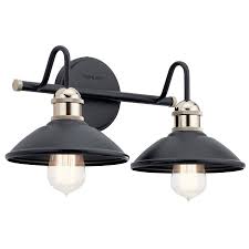 Kichler Clyde 2 Light Black Industrial Vanity Light In The Vanity Lights Department At Lowes Com