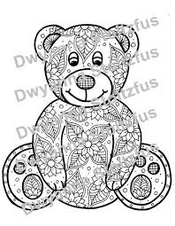 Explore 623989 free printable coloring pages for your kids and adults. Teddy Bear Coloring Page Jpg Etsy