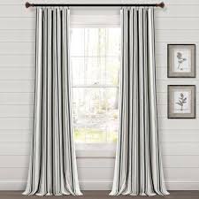 HOMEBOUTIQUE Farmhouse Stripe 42 in. W x 95 in. L Yarn Dyed Eco-Friendly  Recycled Cotton Window Curtain Panels in Black 21T012467 - The Home Depot