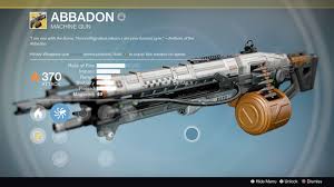 Последние твиты от abbadon (@orbitaldropkick). Destiny Abbadon Exotic Machine Gun Hymns Of Fire Quest