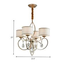 Iron lampshade hanging light fixtures pendant lamp ceiling chandelier lighting. 4 Lights Drum Ceiling Chandelier Traditional Fabric Hanging Lighting In Champagne Gold Beautifulhalo Com