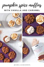 Pumpkin Spice Muffins With Vanilla And Caramel Drizzle Epicure Epicure Recipes Vegan Pumpkin Spice