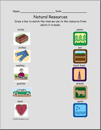 Worksheet Matching Natural Resources Primary Elem Match The Natural Resources To Their Products Writing Forms Parent Resources New Teachers