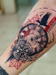 Vintage ink with compass and map. 20 Cool Compass Tattoo Ideas To Try 2021 The Trend Spotter