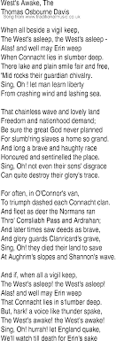 Irish Music Song And Ballad Lyrics For Wests Awake