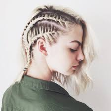 Straight hair can be stylishly braided and then twisted up in fun buns. 15 Braids That Look Amazing On Short Hair Braids For Short Hair Hair Styles Cool Braid Hairstyles