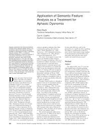 Pdf Application Of Semantic Feature Analysis As A Treatment
