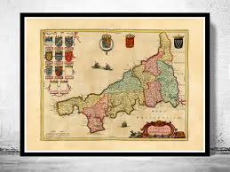 All orders are custom made and most ship worldwide within 24 hours. Old Map Of Cornwall 1665 England Vintage Maps And Prints