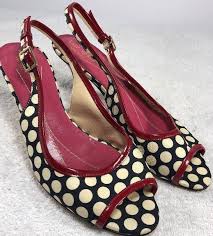 Black And White Polka Dot Heels Kate Spade Black White Polka Dot Heels Open Toe 7b Kitten Heel Sling Back Ebay Kitten Heels Heels Kitten Heel Pumps