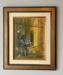 ETTA BENJAMIN CIEN MODERN ABSTRACT OIL PAINTING 1960S VINTAGE EXPRESSIONIST