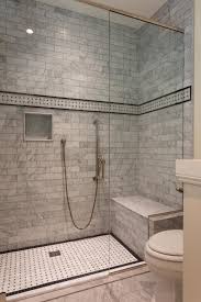 Gray Marble Walk In Shower With Check Floor White Marble Bathrooms Marble Bathroom Floor Walk In Shower