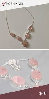 Rose Quartz 925 Silver Overlay Necklace Genuine Jewelry Pink Stone Necklace Rose Quartz