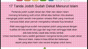 Rabu, 19 februari 2020 07:26. 17 Tanda Jodoh Sudah Dekat Menurut Islam Youtube