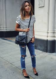 Black And White Striped Shirt With Jeans Fashion Spring Outfits 2015 Spring Outfits