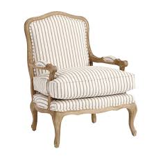 Louisa Upholstered Bergere Chair In Vintage Ticking Stripe Upholstered Chairs Bergere Chair Furniture