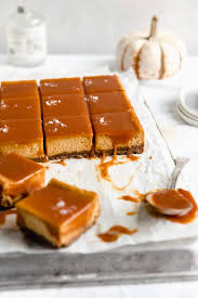 · 25 gingersnaps (about 6 1/2 ounces) · 2 teaspoons cornstarch · 2 tablespoons butter, melted · 1 teaspoon grated peeled fresh ginger · baking spray with . Salted Caramel Pumpkin Cheesecake Bars Broma Bakery