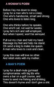 A Woman S Poem A Man S Poem Good Advice Poems Lay Me Down